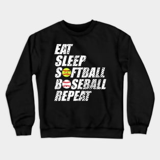 Softball Baseball Repeat Shirt Cool Cute Gift Ball Mom Dad Crewneck Sweatshirt